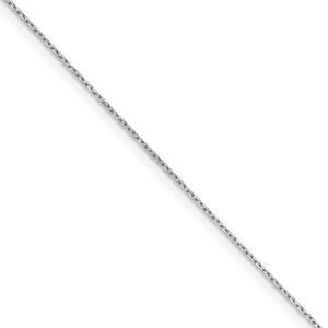 0.8mm, 10k White Gold, Diamond Cut Cable Chain Necklace, 16 Inch